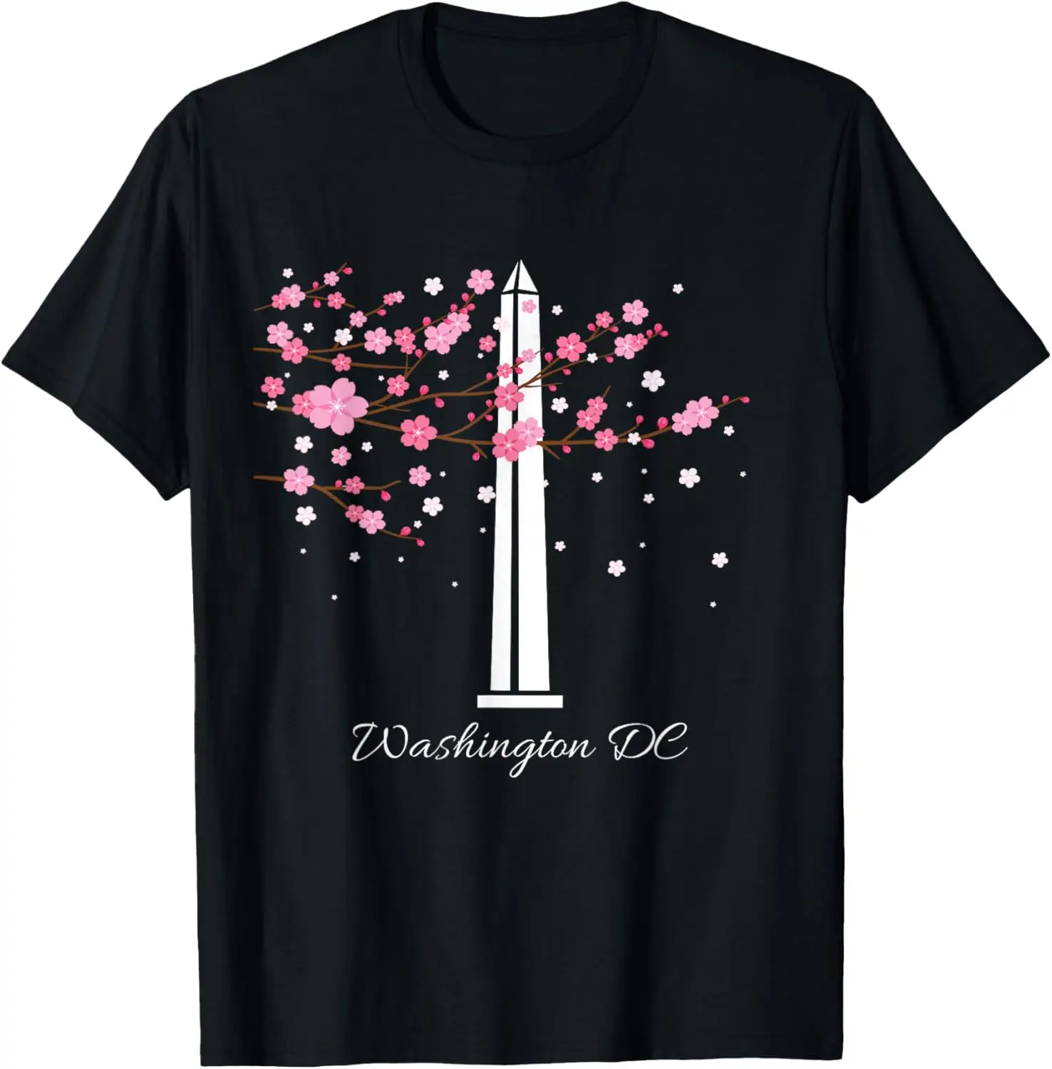 Фото Футболка с рисунком Washington Monument Cherry Blossom, мягкая хлопковая повседневная футболка в уличном стиле №1