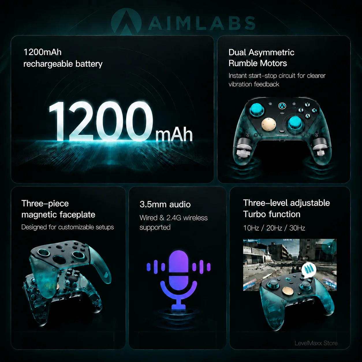 Беспроводной геймпад GameSir G7 Pro 8K Aimlabs Edition для ПК, 8000 Гц частота опроса, Mag-Res ™   TMR Sticks Gen-2 (art.: 3920da84994aa) - 3920da84994aa