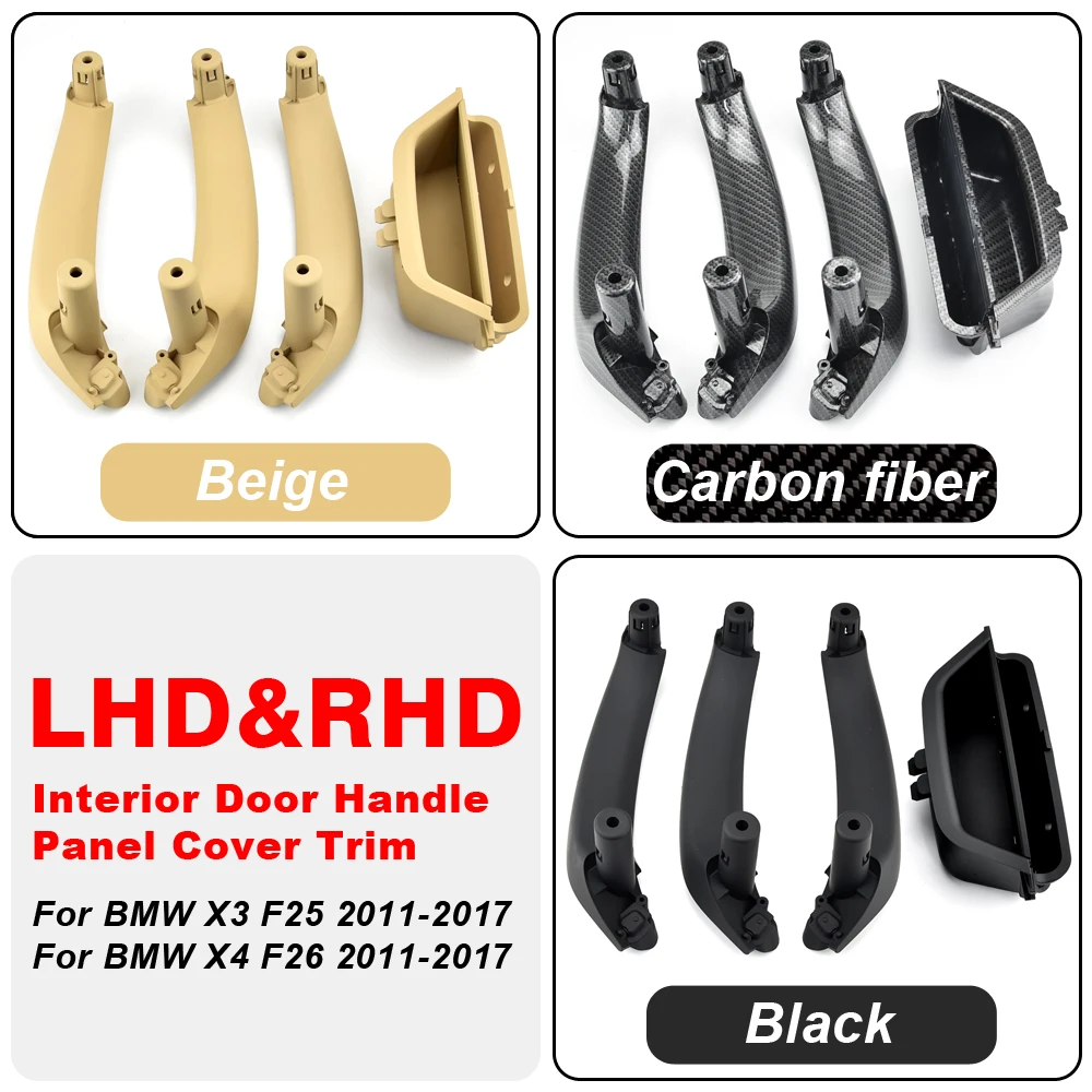 

3 Colors RHD LHD Interior Door Pull Handle Armrest Panel Cover Replacement For BMW X3 X4 F25 F26 2010-2016