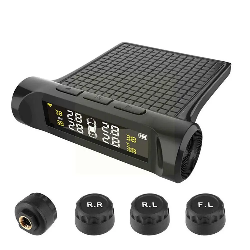

Solar Power TPMS Car Tire Pressure Alarm Monitor System Temperature High Pressure Tyre Systems Alarm Auto Low Security Warn U6A9
