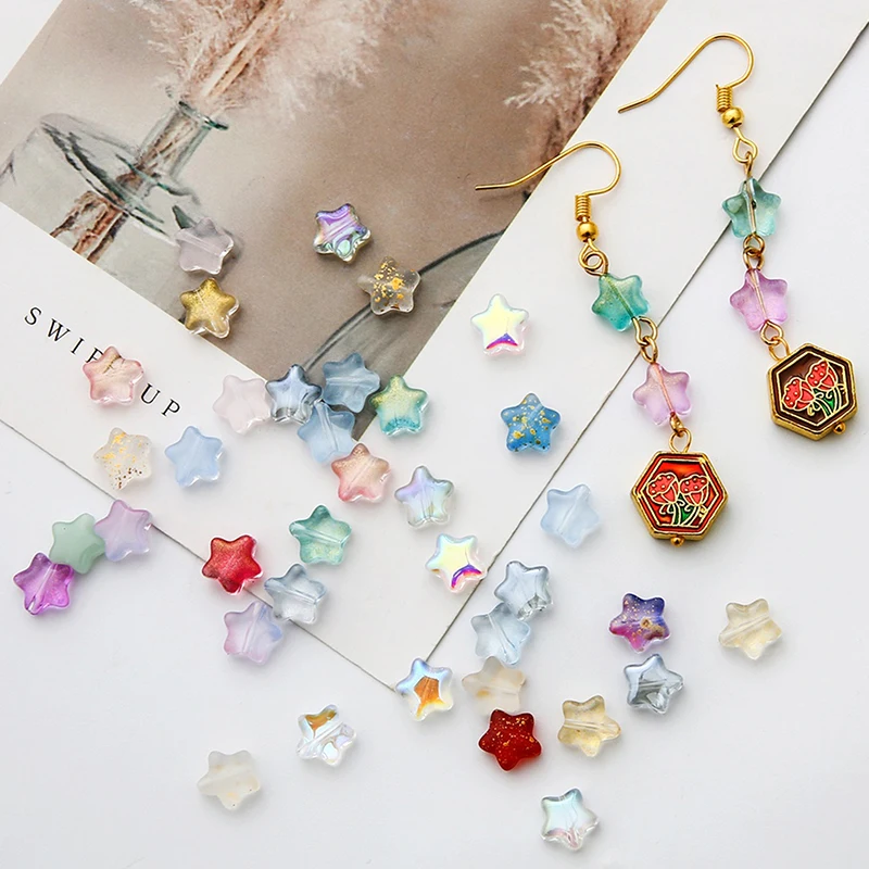 

10pcs/lot 8mm AB Color Five-pointed Star Beads Czech Glass Loose Spacer Beads For Jewelry Making DIY Clothing Accessories