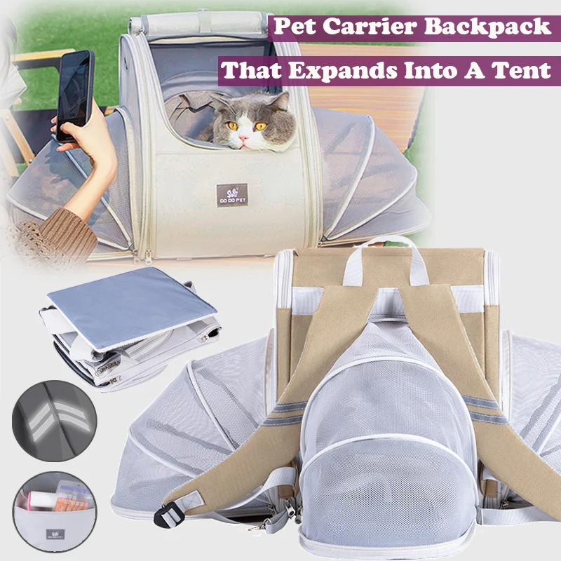 

Pet Carrier Backpack That Expands Into A Tent For Small Dogs Cats Large Capacity Breathable Carrying Bag Pet Travel Supplies