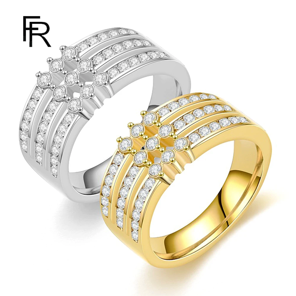 

Новое кольцо из титановой стали, мужское и женское кольцо с трехрядными бриллиантами из циркония, Корейская версия популярных колец для пар