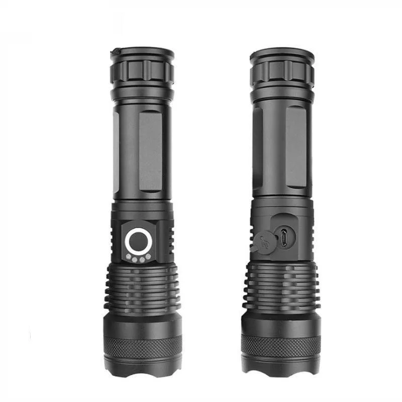 

Telescopic Aluminum Alloy Rechargeable Flashlight Xhp50 Power Torch Power Display USB Generation
