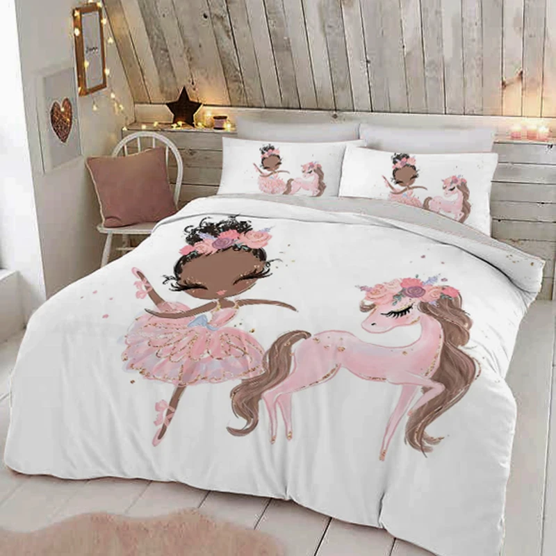 

Lovely Princess kids Bedding Set 150x200 Castle Duvet Cover Pillowcase Bed Cover For Girls Twin Single Size Quilt Cover 200x200