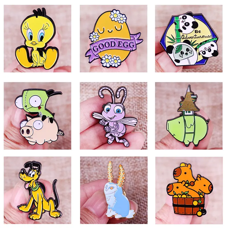 

Cute Cartoon Anime Movies Enamel Pins Animal Metal Brooch Badge Fashion Jewellery Lapel Hat Backpack Accessory Friends Gifts