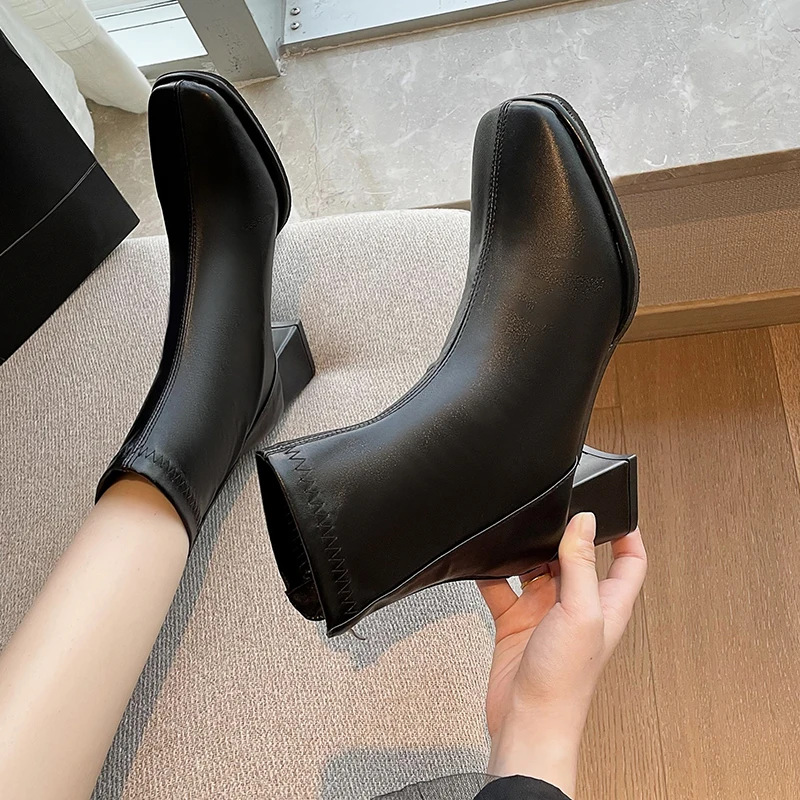 

Женские ботинки на высоком каблуке, белые ботинки на молнии, женская зимняя обувь на шпильке, женская обувь на среднем каблуке, Осень-зима 2022...