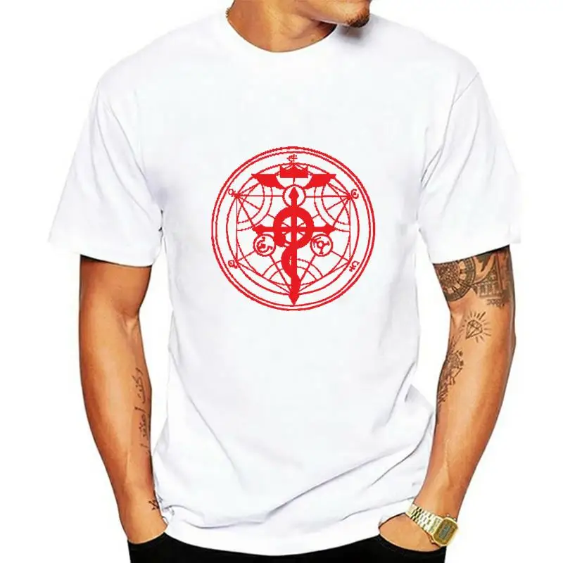 

Anime cross and transmutation circle mens T-shirt men t shirt Funny