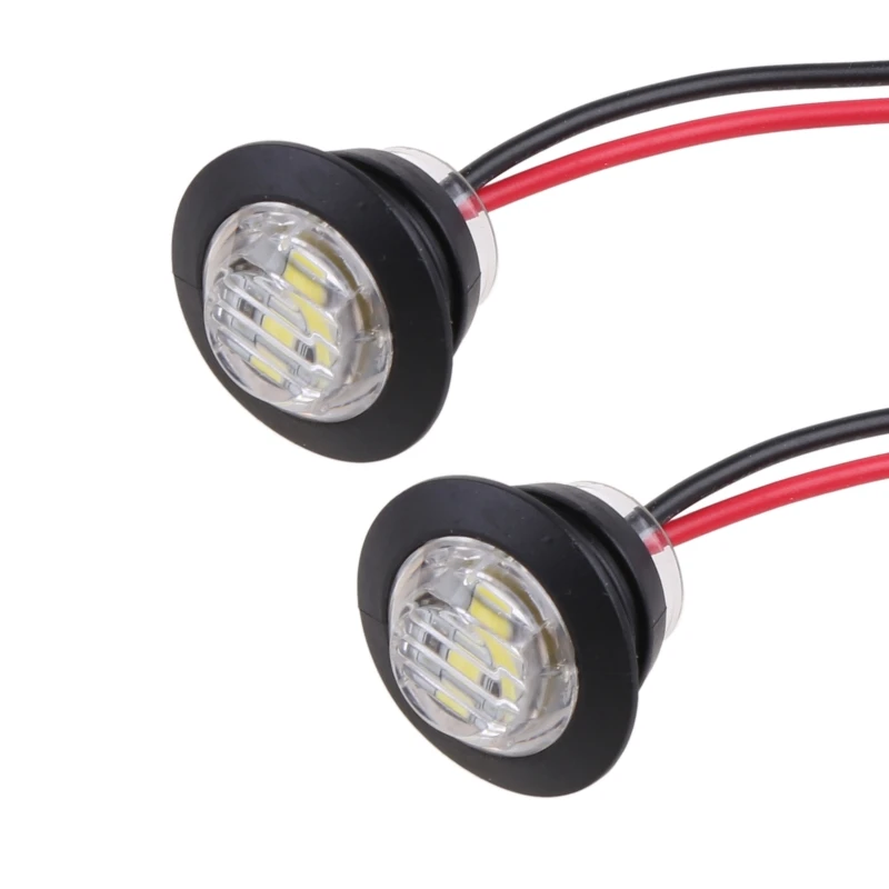 2X мини-белый 3/4-дюймовый круглый боковой 3-х светодиодный габаритный фонарь для