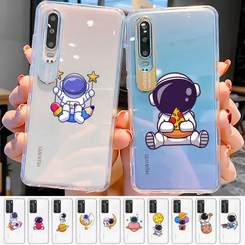 

TOPLBPCS Cartoon Astronaut Phone Case for Samsung A51 A52 A71 A12 for Redmi 7 9 9A for Huawei Honor8X 10i Clear Case