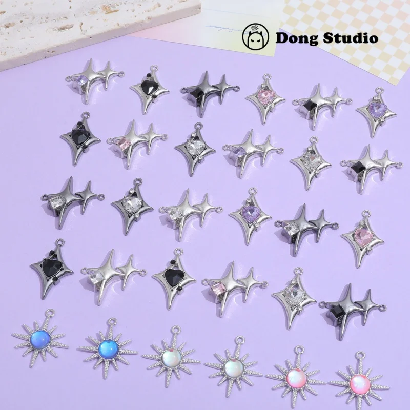

Star Sun Cat Eye Zircon Double Hole Alloy Pendant DIY Handmade Jewelry Bracelet Necklace Accessories Materials