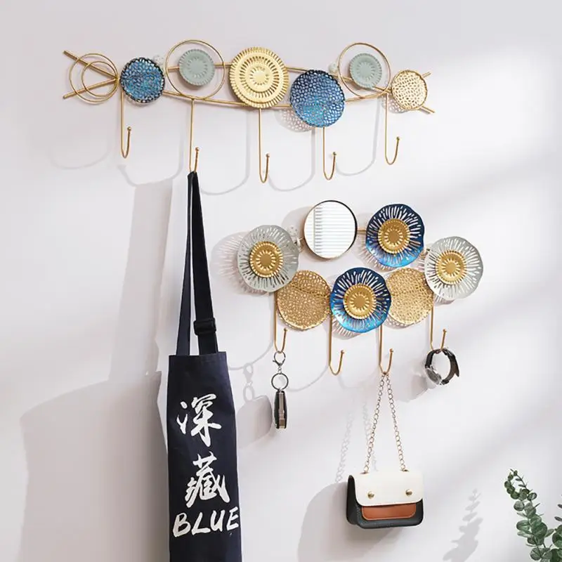 

Creative Wrought Iron Hook Key Porch Entrance Door Wall Shelf Wall Decoration Hanger Coat Hook Support Direct Sales 2021