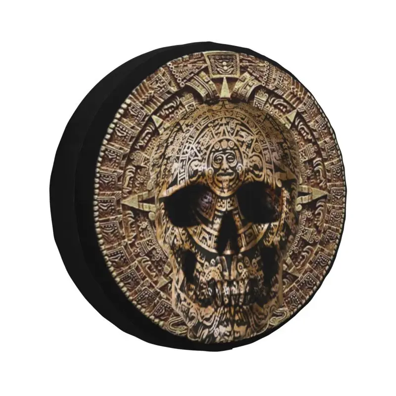 

Aztec Skull Calendar Spare Wheel Cover for Jeep Honda 4WD RV Custom Tire Protector 14" 15" 16" 17" Inch