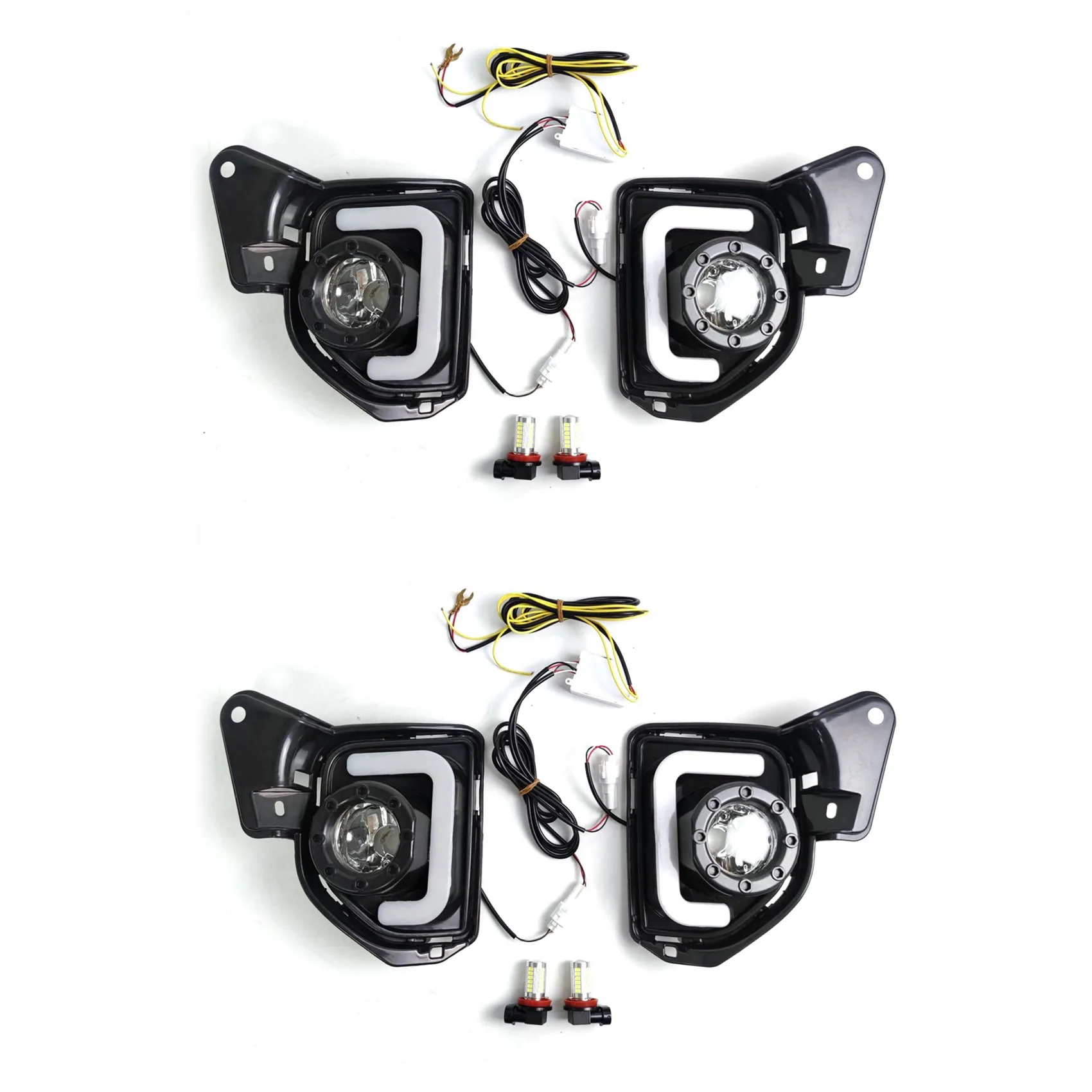 

4Pcs LED 12V ABS Car Fog Lamp DRL Daytime Running Light For Toyota Hiace 2014 2015 2016 2017 2018 With Turn Signal