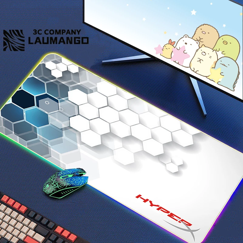 

Rgb Mouse Pad HyperX Gamer Large Keyboard Pads Gaming Anime Mouse Mats Cabinet Extended Mousepad Pc Desk Carpet Mat Xxl Mice