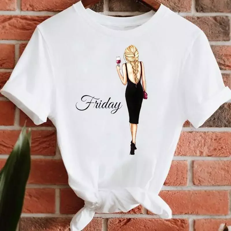 

2023NEW Lady Short Sleeve T-shirts Print Tee Fashion Summer Clothes Female 2022 Style New 90s Trend Tshirt Top Graphic T-Shirt