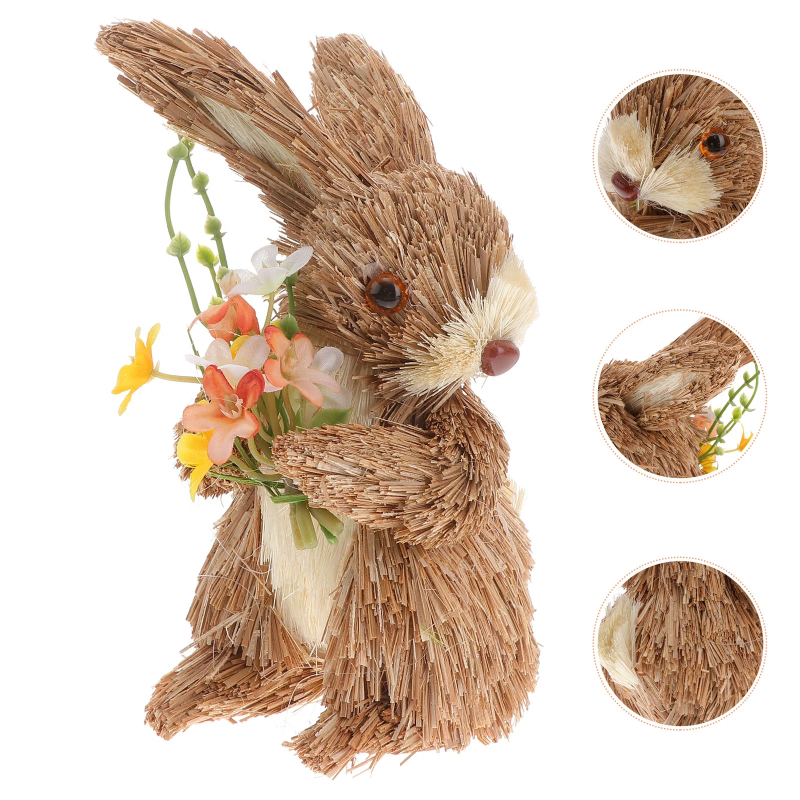

Rabbit Bunny Easter Straw Ornament Decor Statue Figurine Figurines Ornaments Figures Model Decoration Woven Animal Standing