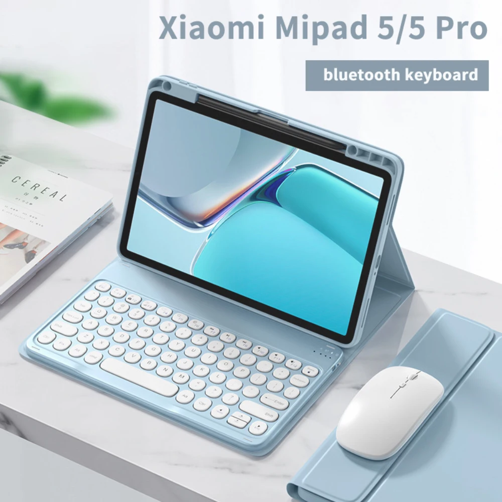 

Чехол с беспроводной клавиатурой и круглой крышкой для Xiaomi Mipad 11 дюймов 5 5 Pro, чехол со слотом для стилуса для Xiaomi Mi pad 5 Pro, чехол