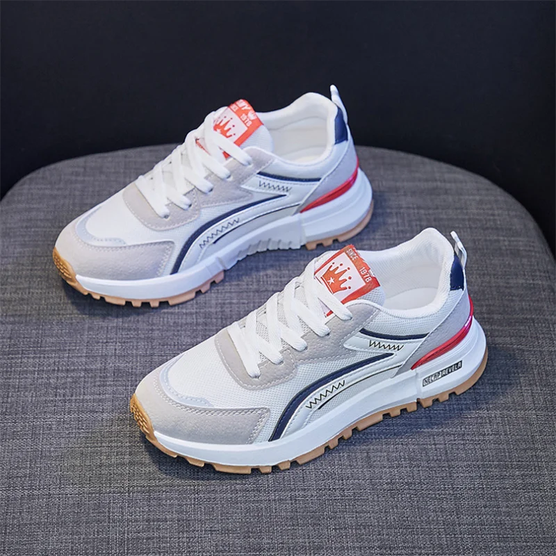 

2022 Spring New Women Sneakers Girl Fashion Patchwork Lace-up Casual Sport Shoes Breathable Air Mesh Trainers Zapatillas Mujer