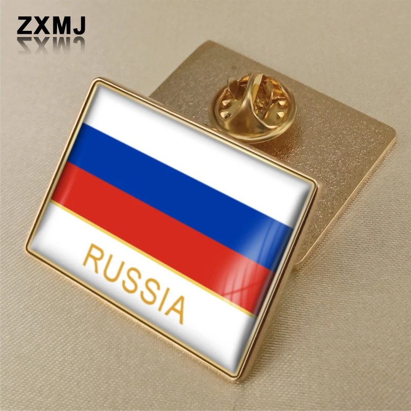 

ZXMJ Flag Brooch Russians Flag National Emblem Coat of Arms of Russian Federation National Flower Brooch Badges Lapel Pins