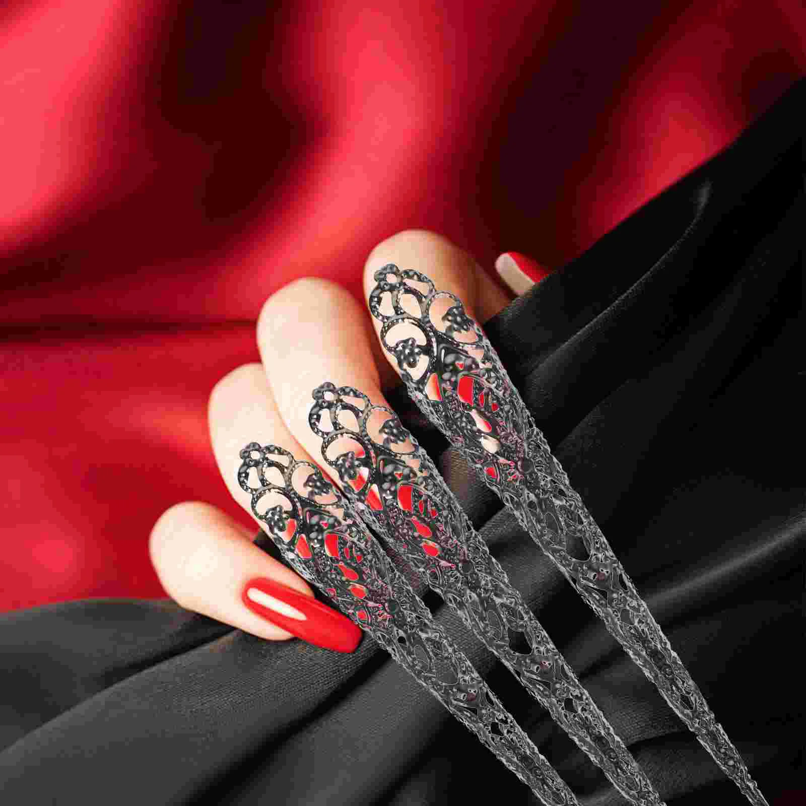 

20 Pcs Floral Fingertip Nail Claw Jewelry Halloween Cosplay Finger Claws