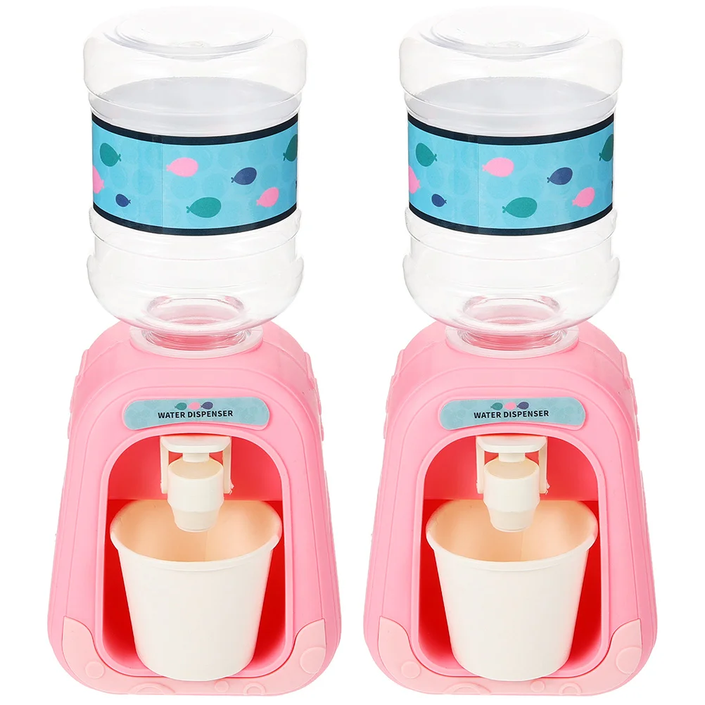 

2 Pcs Water Dispenser Plaything Pretend Toy Props Fountain Model Plastic House