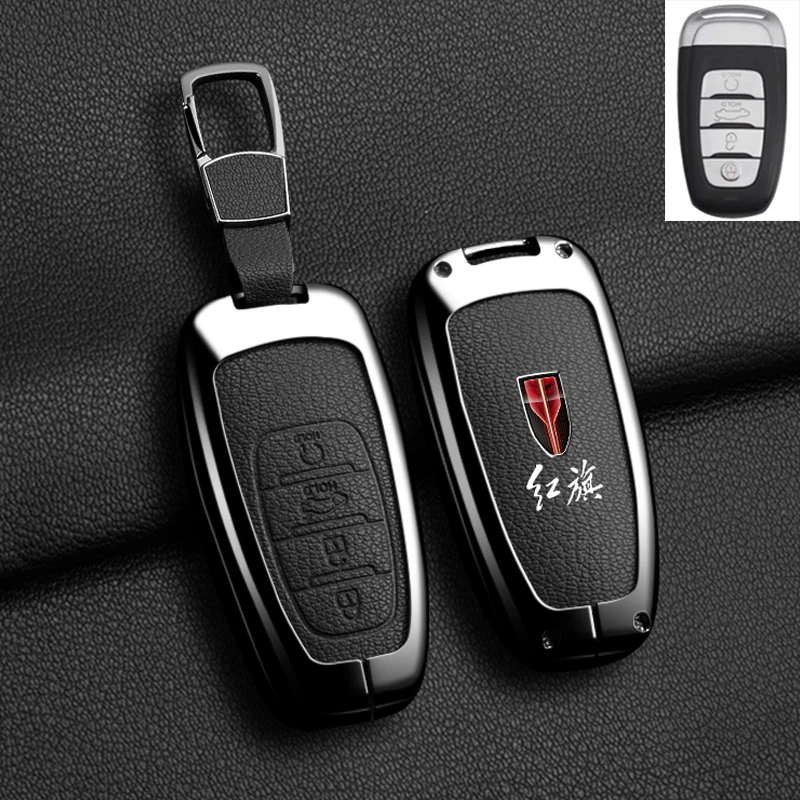 

Автомобильный чехол для смарт-ключа для FAW Hongqi H5 E-HS9 H9 HS9 HS5 HS7 2020-2024, кожаный брелок из цинкового сплава, аксессуары