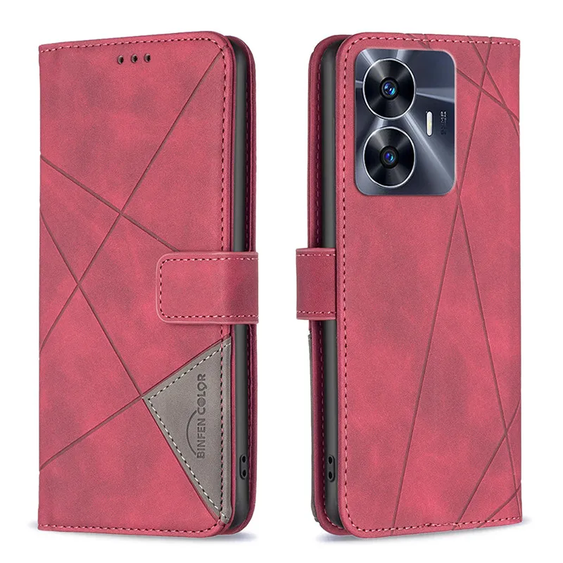 Luxury Leather Phone Case on For OPPO Realme C55 C35 C30 C31 Find X6 Pro RealmeC55 Fundas Magnetic Wallet Flip Cover Case