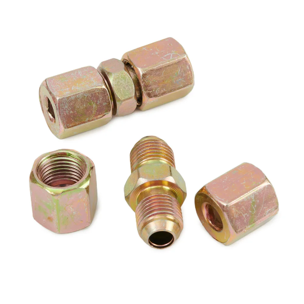 

High Quality New Practical Brake Pipe Unions 6 Pcs Connectors Fittings For 3/16\" Pipe Inline Male + Female Nuts