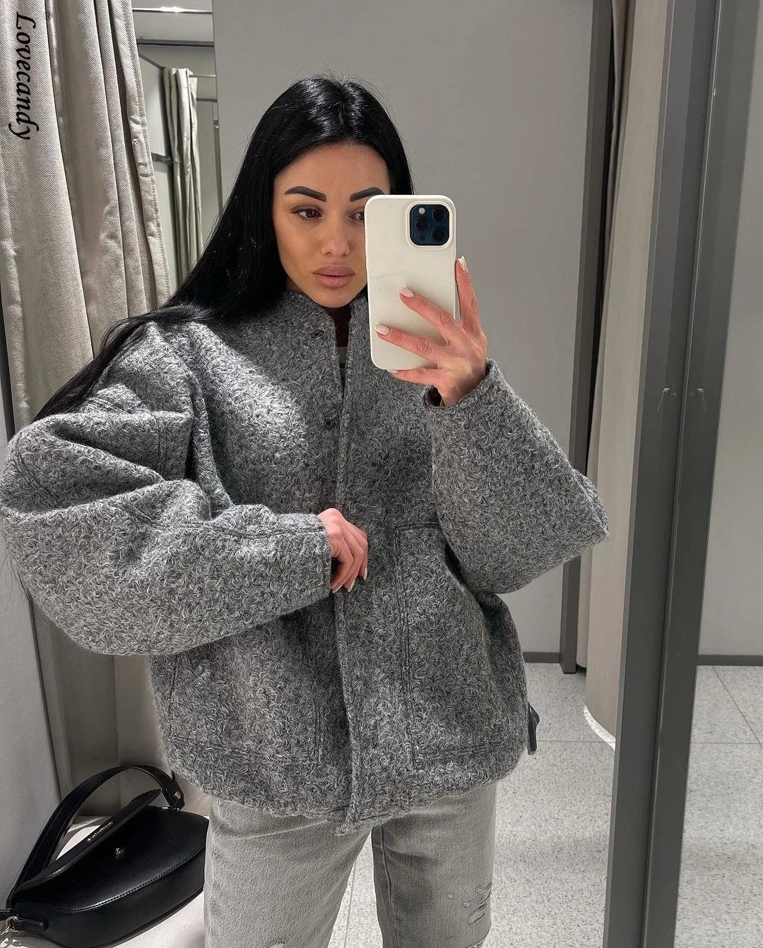

Women's Jackets With Buttons Bombers Grey Long Sleeve Coat Lady Warm With Pockets Outwear Jackets 2023 Spring Winter New