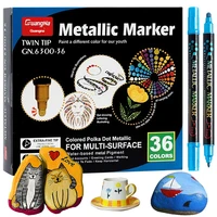 36 colors dual tip permanent metallic marker pen for woodcanvasstonerock paintingglassceramicdiy crafts art supplies