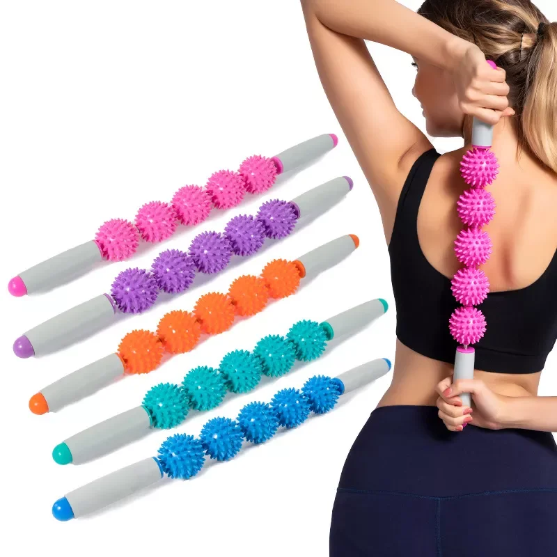 

NEW2023 5 Balls Yoga Massage Roller Stick Trigger Point Anti Cellulite Body Massager Slimming Massage Muscle Relax Roller Reliev