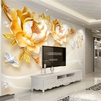 custom 3d photo wallpaper home and wealth 3d relief peony jewelry background wall decorative painting papel de parede tapety