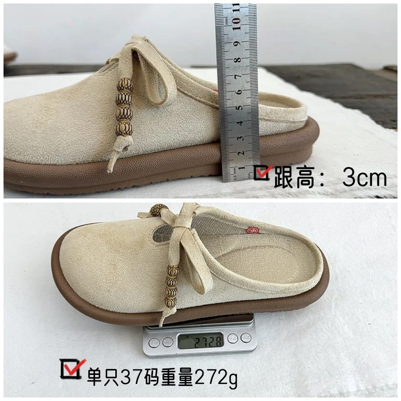 Фото Careaymade-уродливые милые удобные полутапочки на мягкой подошве, летние туфли в стиле ретро с бантом, нежные туфли-бобы, женская обувь для чайного искусства и леса №2