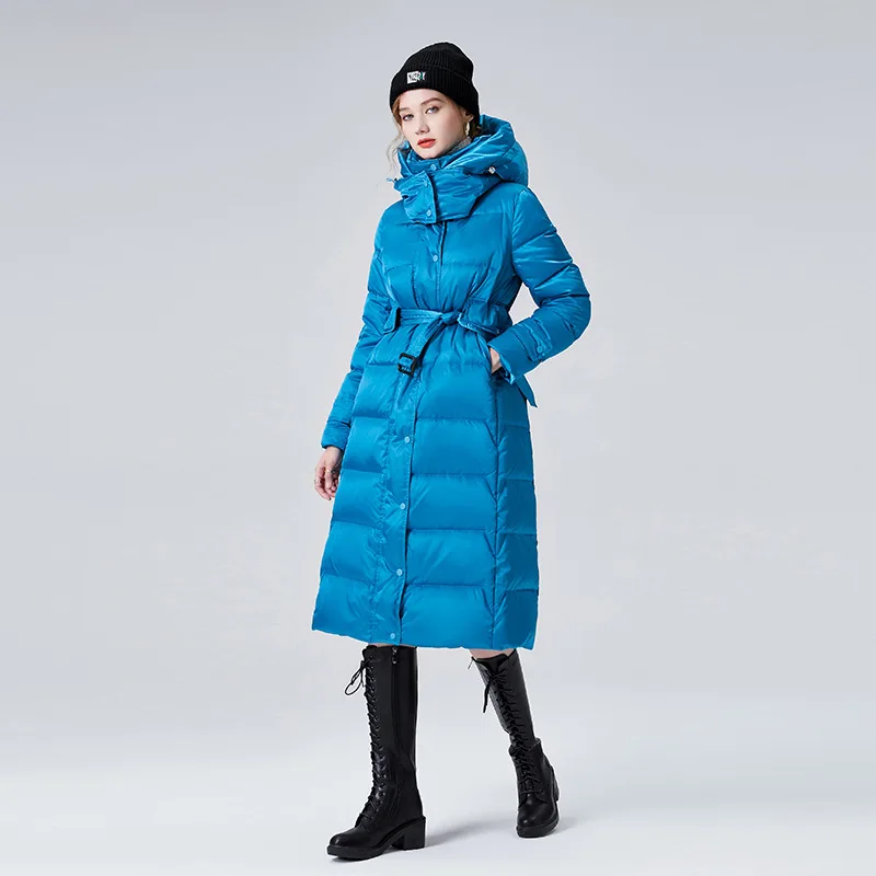 Women's Coat Windproof Down Jacket Zipper Down jacket High-end Knee-length Thickened Warm Waist Winter Coat Hooded Long Parka enlarge