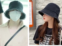 2022 japan and south koreas new jimin retro raw edge denim fisherman hat washed bucket hat sunshade windproof accessories gift