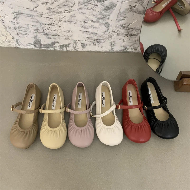 

Bailamos 2023 Spring FashionSlip On Flats New Belt Retro Mary Jane Shoes Ballerina Round Toe Flat Fairy Shoes Soft Single Shoes