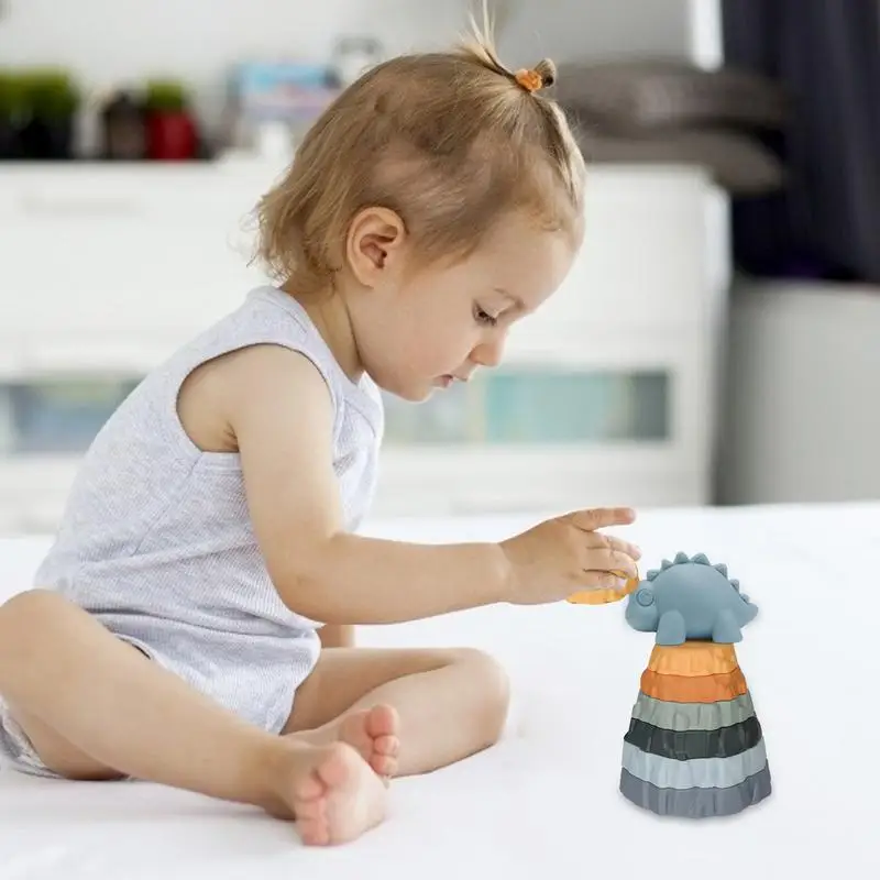 Силиконовые штабелируемые чашки динозавр вулкан игрушки обучающая