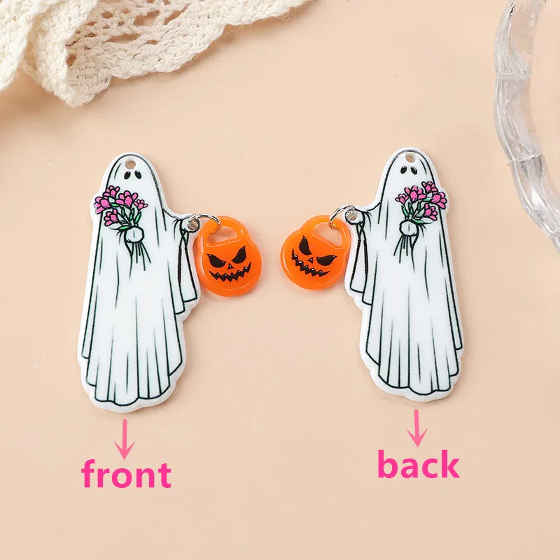 Висячие серьги на Хэллоуин 1 пара акриловые призраки и череп кошка с тыквой