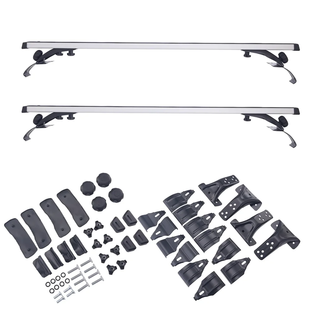 

2pcs 117cm Universal Car Roof Racks Kit No Need Original Roof Rail Silver black Aluminum Alloy Crossbar Luggage Carrier