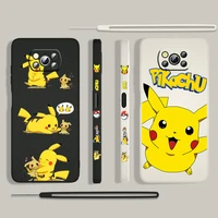 anime pikachu cute japan for xiaomi poco x3 nfc f3 gt m4 m3 m2 pro c3 x2 11 ultra silicone liquid left rope phone case fundas