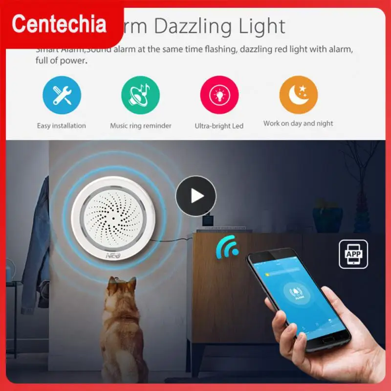 

Temperature Sensor Wireless Wifi App Remote Siren Mini Smart Detector Siren Alarm Smart Home 2 In 1 Smart Life 120 Db Usb Power