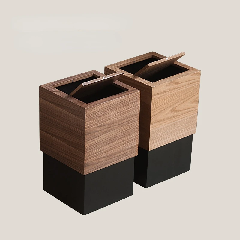 

Nordic Wood Waste Bin Living Room Luxury Rectangular Retro Creative Trash Can Itchen Storage Cleaning Tools rangement cuisine