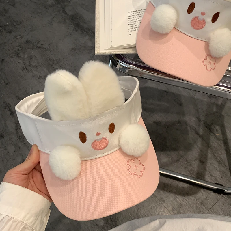 Шляпа с УФ-защитой женская милая летняя шапка изображением кролика воздушным