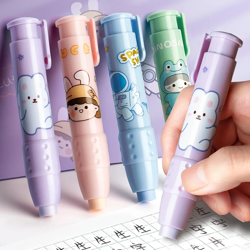 

Pen Type Cute Eraser Cartoon Pencil Eraser Replaceable Rubber Core School Student School Stationery Kid Gifts Office Supplies