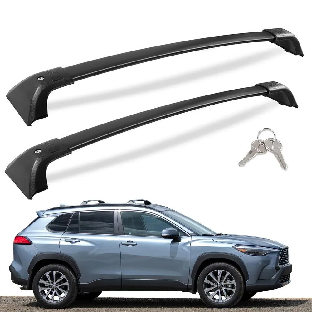 Фото 2 шт. поперечины для багажника на крышу Toyota Corolla Cross 2022-2025, с замком, черные №1