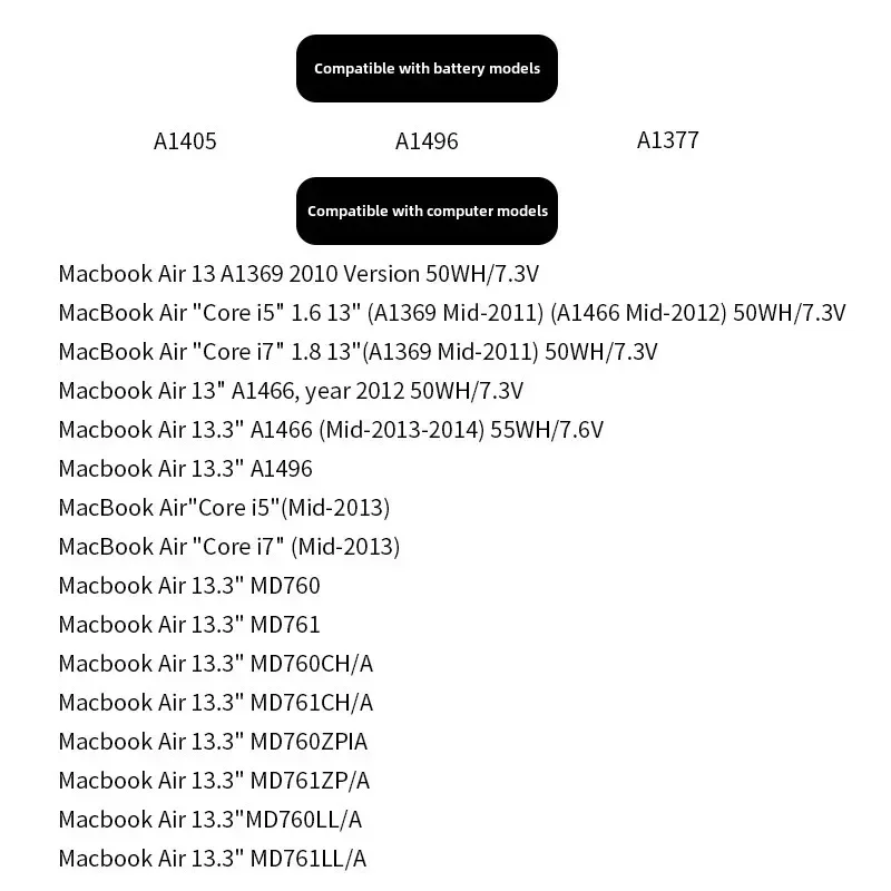 A1405 A1496 Новый аккумулятор для ноутбука Apple MacBook Air 13 дюймов A1466 2012/2013/2014/2015/2017 MD760LL/A