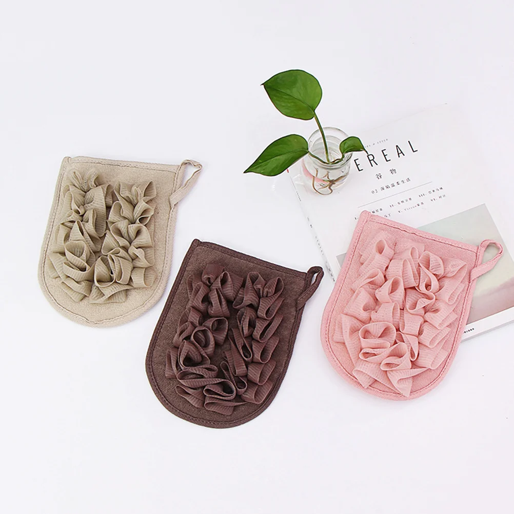 

3Pcs Bath Towel Practical Convenient Bath Towel Bathing Mitten for Bathroom