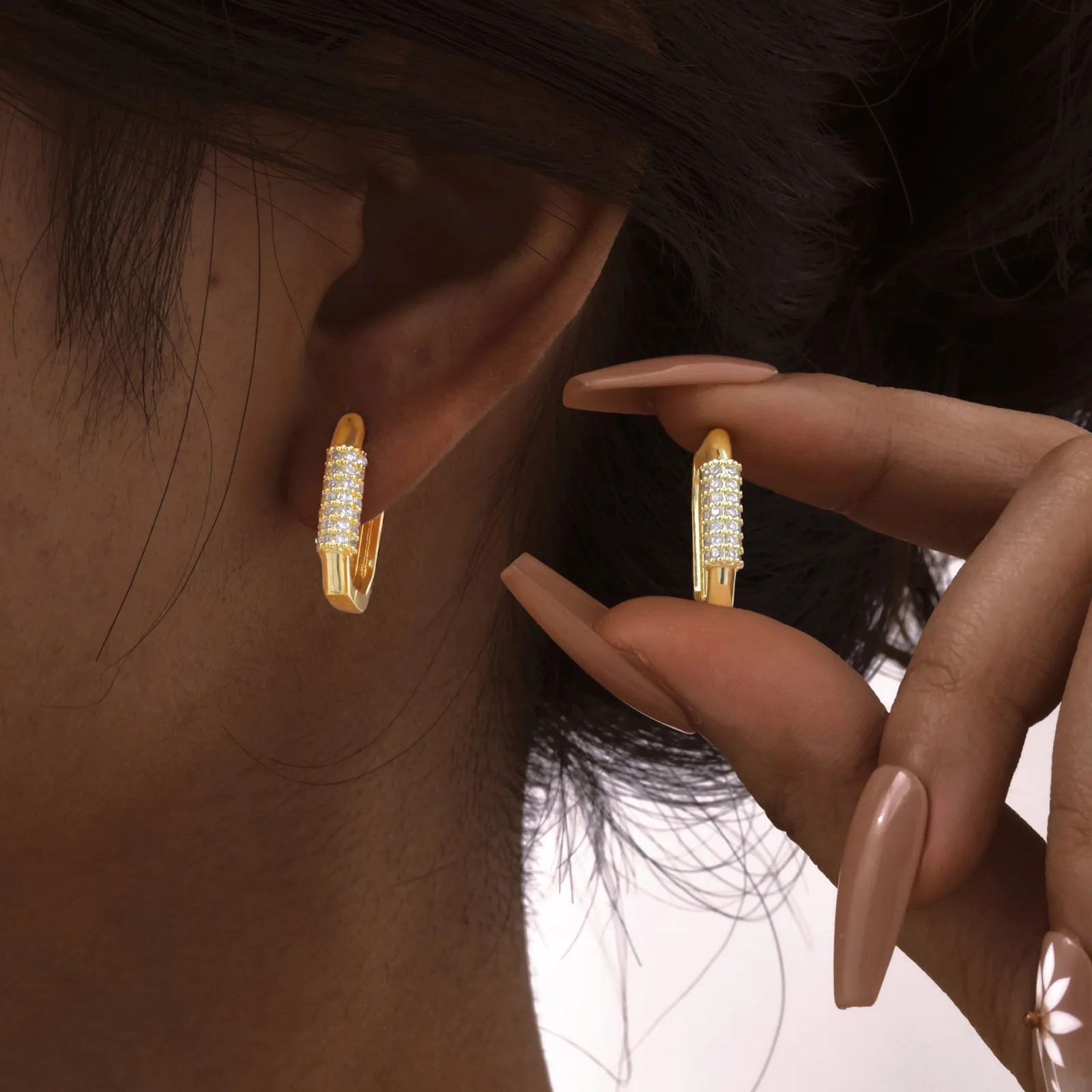 Серьги-кольца prjewel из меди с цирконом