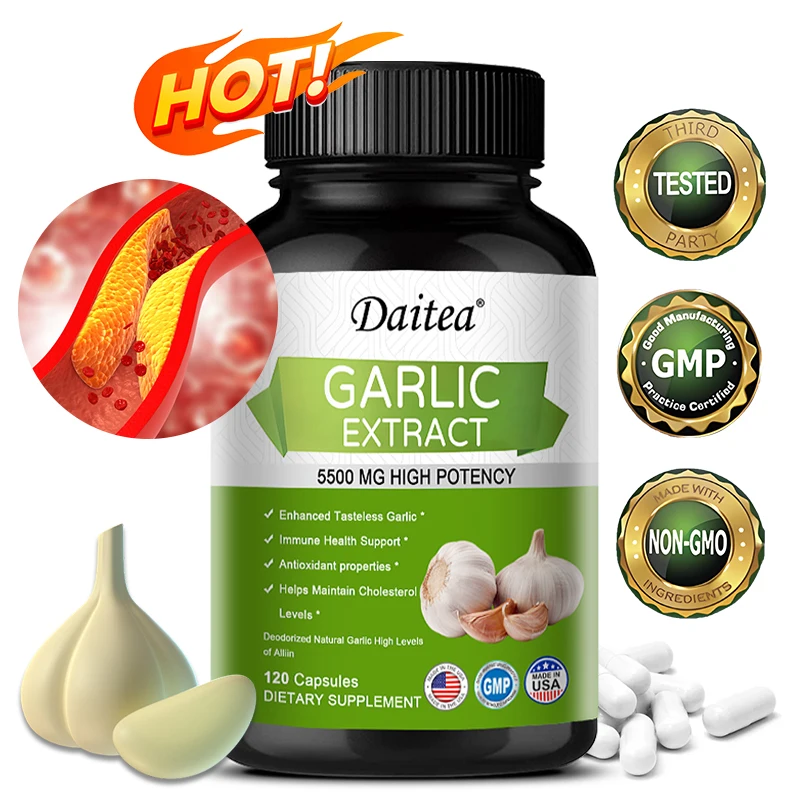 

Garlic Capsules - Immune Health Support Supports Antioxidant, Heart and Cardiovascular Health, Helps Maintain Cholesterol Levels